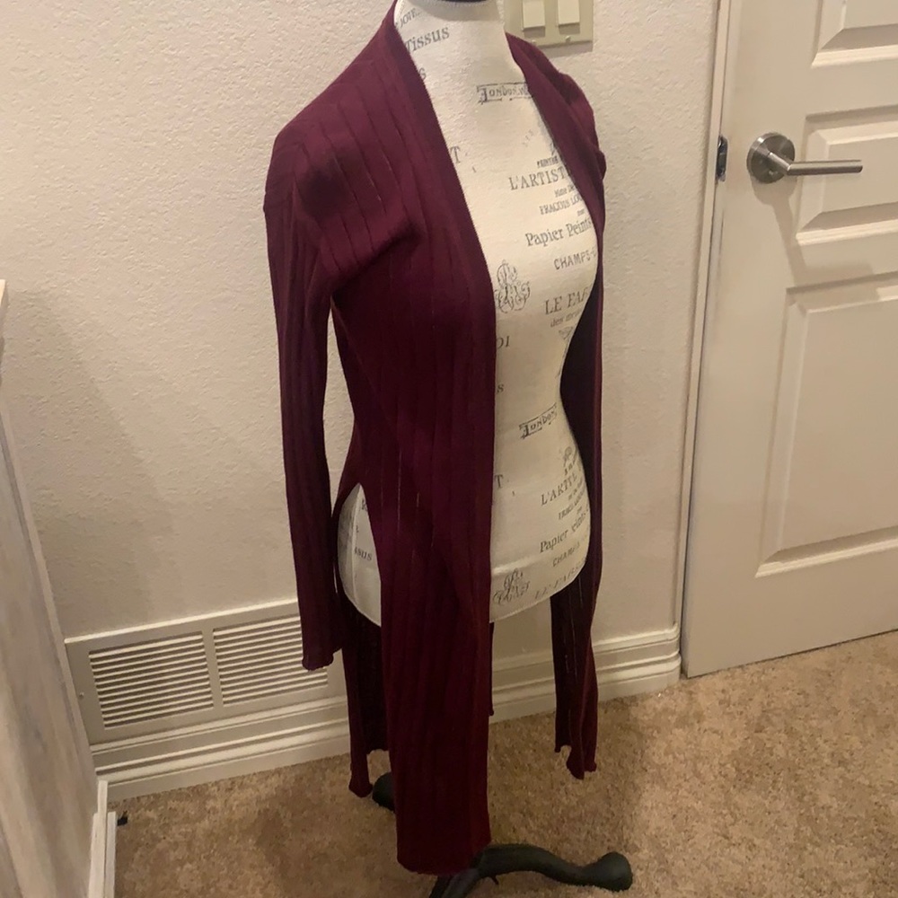 ree people duster cardigan burgundy xs